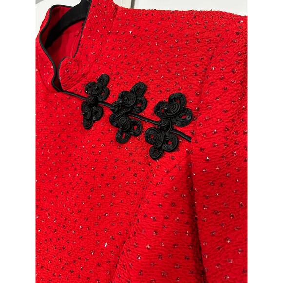 Jessica Howard Red Mandarin Collar Sequin Top Size 12‎ - Picture 2 of 8